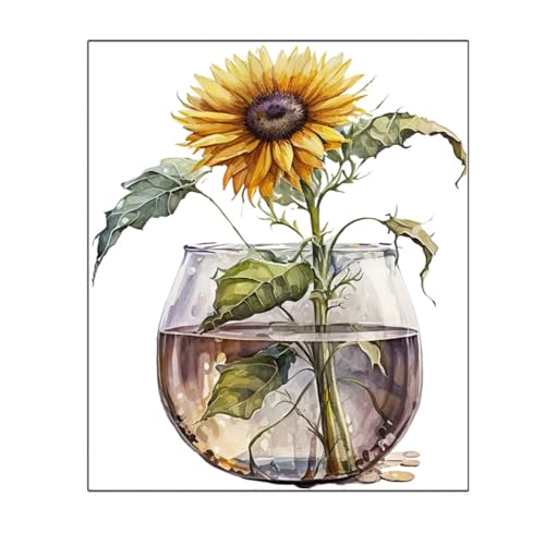 Sunflower Bathroom Toilet Sticker Self-Adhesive Waterproof Wall Murals, Removable Self-Adhesive Restroom Decor Sticker Home Art Decor DIY Toilet Sticker Toilet Lid Decals (Sunflower 5)