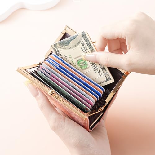 Image of GOIACII Kiss Lock Small Credit Card Holder Wallet for Women Green