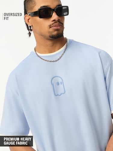 Image of The Souled Store Mr. Soul Men and Boys Short Sleeve Round Neck Purple Graphic Printed Cotton Oversized T-Shirts