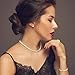 Glenmal Pearl Rhinestone Jewelry Set for Women Pearl Necklace Bracelet Earrings for Wedding Birthday Bridal Shower Tea Party(Elegant Style)