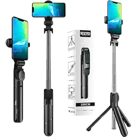 Selfie Stick Tripod with Remote, Mini Portable Bluetooth Travel Cell Phone Tripod Stand Compatible for iPhone 13/13 Pro/12/11/11 Pro/XS Max/XS/XR/X/8/7, Galaxy, Google Smartphone (2024 Version) Cover