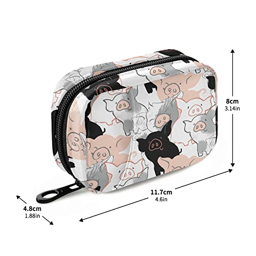 Image of Cute Pigs 7 Day Pill Organizer Travel Pill Case Portable Weekly Pill Box Bag Container Vitamin Supplement Holder with Zipper for Family Business