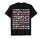 Camiseta con diseño de mapa del mundo de los Atlas, globo de banderas y mapa del mundo