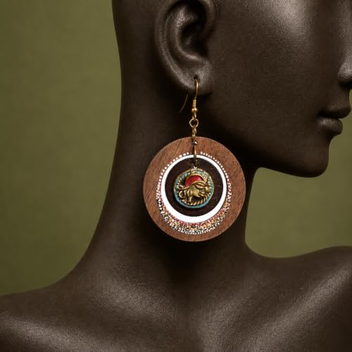 Image of Handcrafted Boho & Ethnic Earrings for Women - Wooden & Brass Statement Designs in Loop, Swing & Motif Styles