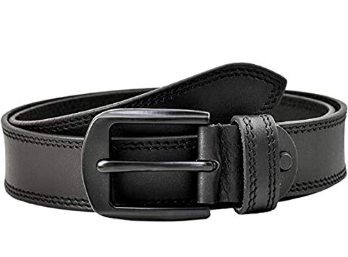 Mens Leather Belt with Double stitched 35 mm Width Mate Black Buckle4