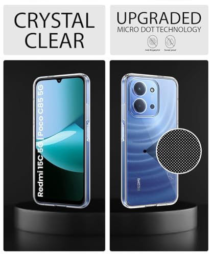 Image of WOW IMAGINE Transparent Back Cover Case for Mi Redmi 15C 5G | Poco C85 5G 2025 | Raised Bumps for Full Device & Camera Protection Shockproof TPU Silicone Back Case Mobile Cover - Transparent