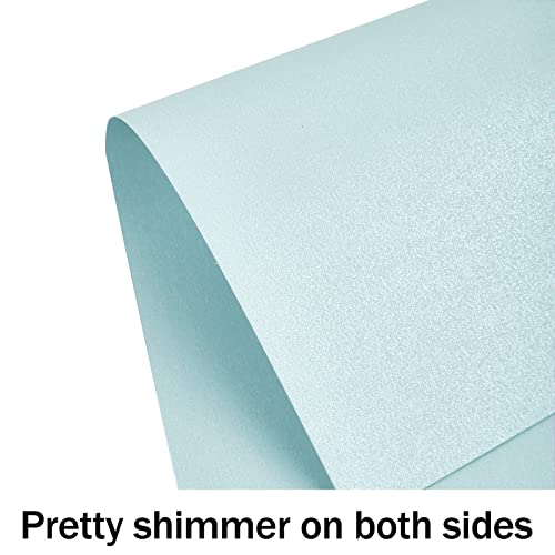 100 Sheets Blue Shimmer Cardstock 8.5 X 11 Metallic Paper, Goefun 80Lb Card Stock Printer Paper For Invitations, Weddings, Parties, Showers #TOP2