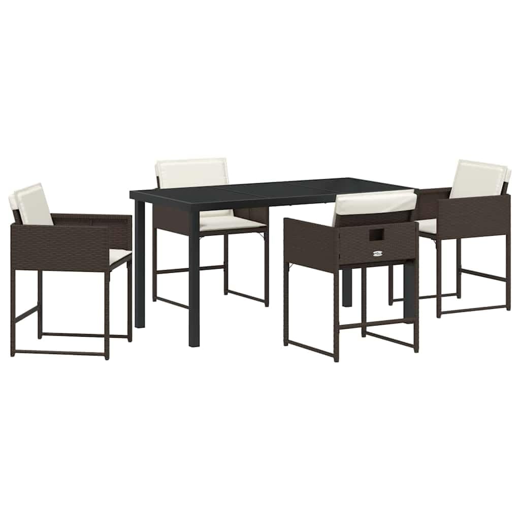 Salon de jardin moderne avec 4 chaises en rotin et coussins pour petit balcon