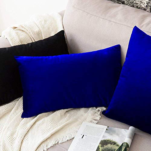 Image of Khooti Velvet Cushion Cover Pack of 1-12 inch x 18 inch / 30 x 46 cm - Royal Blue - Soft Pillow Covers Cushion Case for Sofa Bedroom Livingroom Chair Car, Cushion Cover
