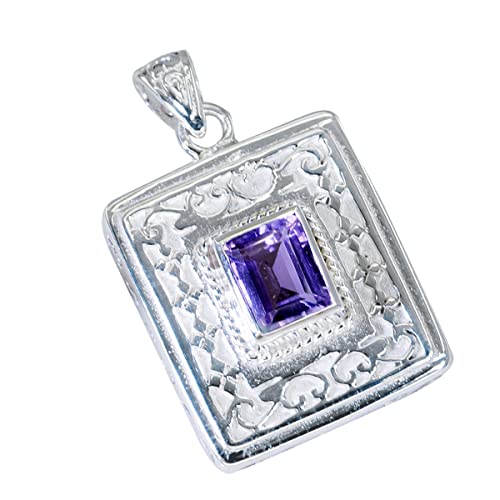 Pendentif octogone en améthyste violette et argent pour votre style quotidien