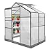 Produktbild Monstershop Gewächshaus 1.8m x 1.2m mit Boden Aluminium mit rostfreiem Stahlfundament Alu Gartenhaus 191cm x 182,9cm x 122cm Treibhaus Hybrid Glashaus PC-Platten