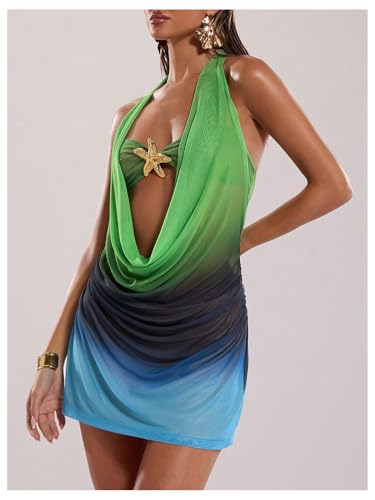 SOLY HUX Women's Y2k Halter Mini Dress Ombre Deep Cowl Neck Backless Bodycon Beach Dresses Vacation Outfit2