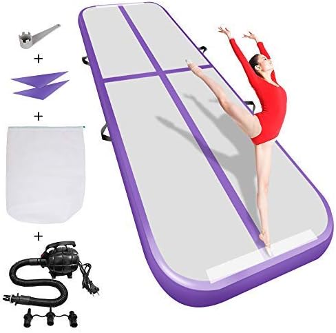 Inflatable Gymnastics Airtrack Mat 9.84ft/13.13ft/16.4ft/19.69ft/23ft Air Track for Toddler/Adults,Gymnastics Air Floor Yoga Mat Air Floor Mat with Electric Air Pump (Purple, 13.13x3.28x0.33ft)