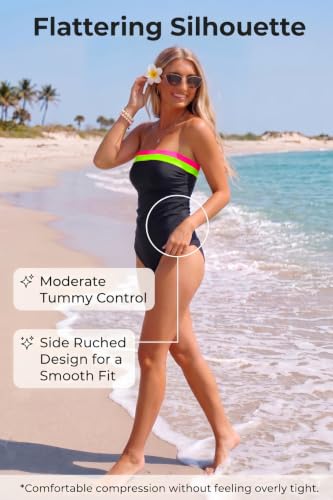 Image of Daci Womens Strapless Tankini Swimsuits- 2 Piece Tummy Control Tankini Swimsuit Bandeau Tankini Tops with Bottoms