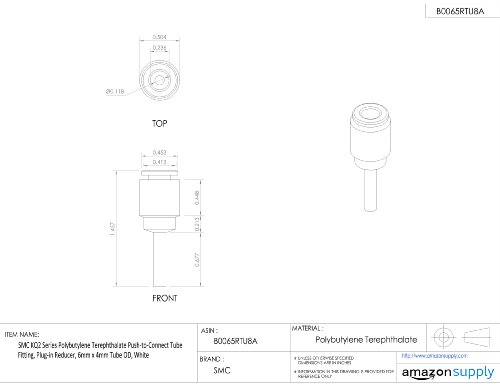 SMC KQ2R06-04A PBT Push-to-Connect Tube Fitting, Plug-in Reducer, 6 mm Tube OD x 4 mm Fitting Size - Thumbnail 3