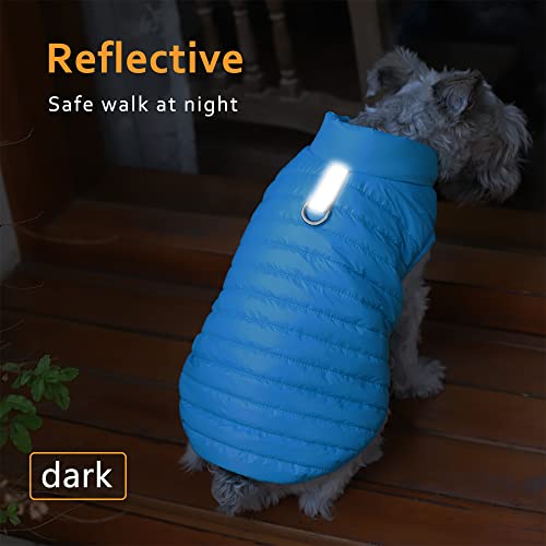 BT Bear Dog Winter Coat with D Ring,Super Light Small Dogs Warm Coat Zip Waterproof Pet Cat Warm Jacket Vest Apparel for Small Medium Dogs(XL,Dark blue) - Image 3
