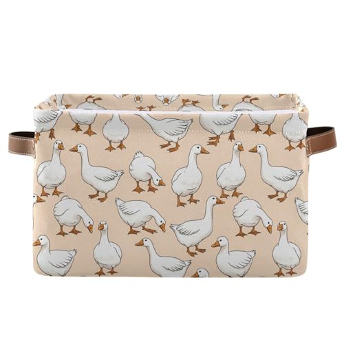 Image of Aslsiy Storage Basket Funny Geese Apricot Nursery Bins Baby Canvas Box Clothes Shelf Basket Laundry Hampers 1 Pcs