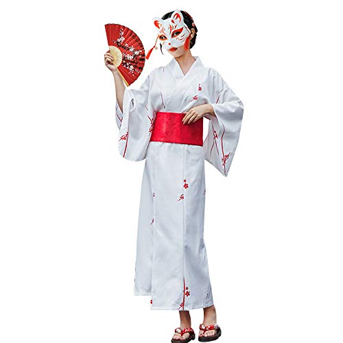 Kimono Yukata sexy pour femme en satin doux motif Sakura avec ceinture ajustable robe de nuit