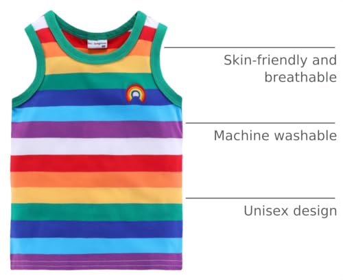 Image of Mud Kingdom Boys Girls T-Shirts Rainbow Stripe Cotton Unisex Top