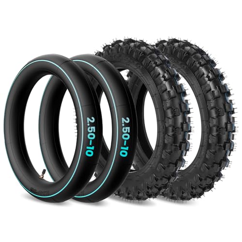 2.5-10' Off-Road Tire and Inner Tube Set, Dirt Bike Tire with 10-Inch Rim and...