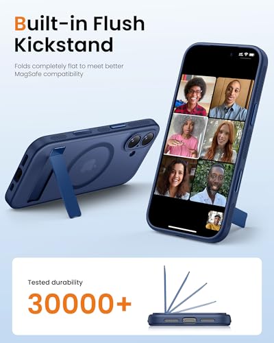 Image of Vihibii for iPhone 17 Case with Stand & Camera Control, [Compatible with Magsafe], Full-Cover Lens Protection & Military Grade Protection, Translucent Slim Non-Slip Phone Cover, 6.3 inch 2025, Blue