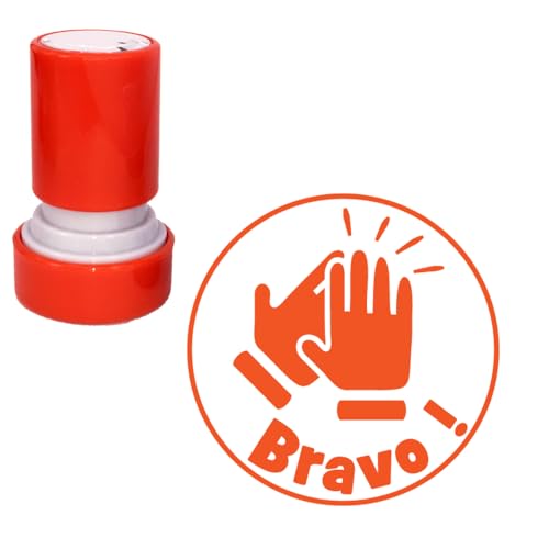 Bravo ! Tampon Encreur Enseignant - Orange 22mm, Re-éncrable^