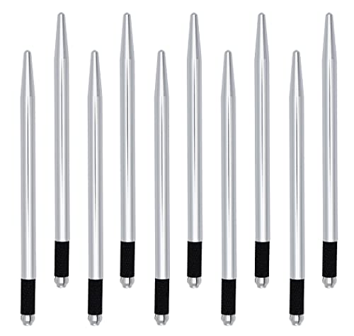 XIAOYU 10 Pieces Microblading Pens Kit Light Manual Fog Tattoo Eyebrow Pens for Makeup Handmade Eyebrow Tool Supplies(Silver)