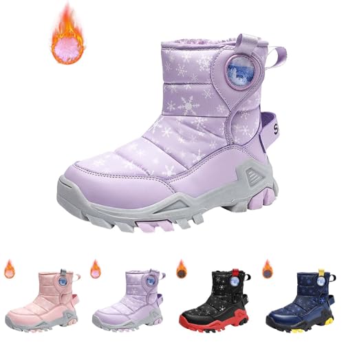W𝐚terproof Kids Snow Boots Girls Boys Toddlers Fleece Lined Snow Boots For Boys Insulated Non Slip Mid Calf Boots4