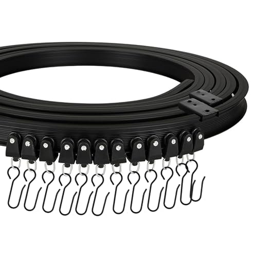 AROMUJOY Flexible Decken-Vorhangschiene, 5 Meter/16.4ft Vorhängeschiene Deckenmontage mit Stummen Rollen, Gebogene Deckenschiene, Deckenvorhangschiene für Fenster Gardinen Duschvorhang Krankenhaus