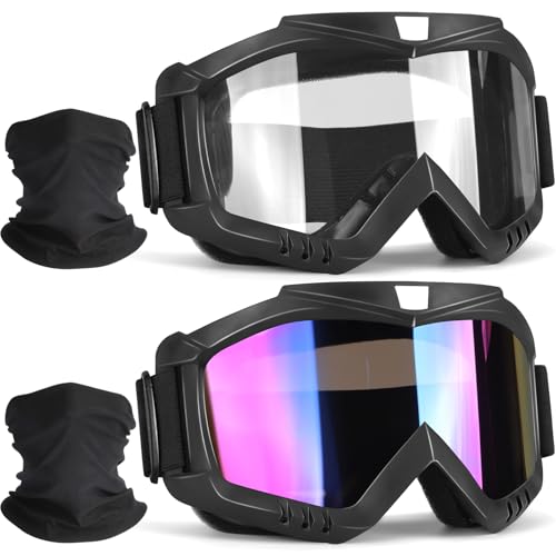 YENPK Dirt Bike Goggles, 2-Pack Motorcycle & ATV Motocross Goggles Ski Windproof...