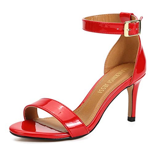 Image of MAIERNISI JESSI Unisex Men's Women's Ankle Strap Heeled Sandals, Open Toe, Buckle Closure, Kitten High Heel
