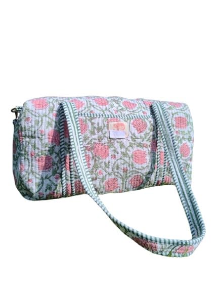 Large Size Beautiful Block Print Cotton Quilted Duffle Bag,Decoratulive Weekender Bags,Indian Handmade Floral Print Travel Overnight Bags