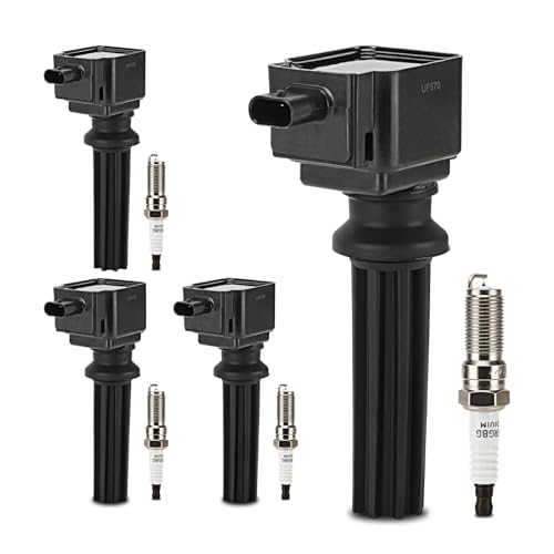 Image of UF670 Ignition Coil & LTR6BHX Double Iridium Spark Plug OE# DG546 5C1873 | for Ford Explorer Escape Edge Focus Fusion Mustang Taurus EcoSport /Lincoln MKC MKZ MKT /Jaguar F-Pace XE XF /Land Rover LR2