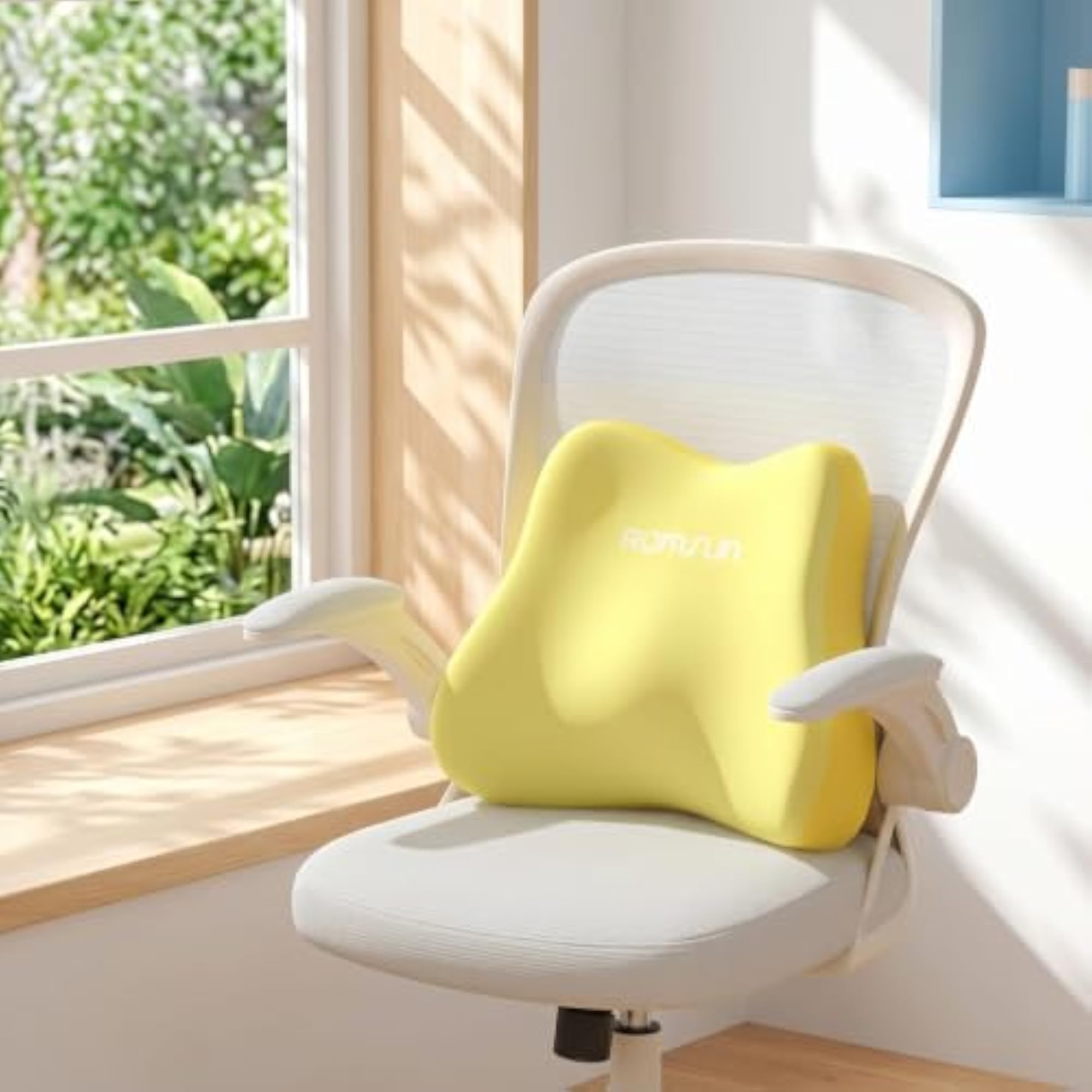 Memory Support Contoured Back Cushion with Strap, Sky Blue