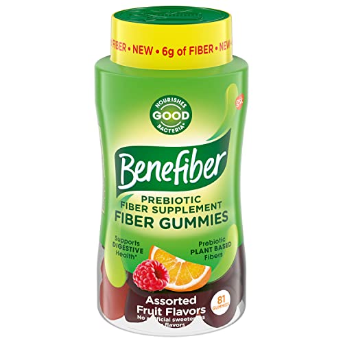 Benefiber Prebiotic Fiber Supplement Gummies for Digestive Health, Assorted Fruit Flavor - 81 Count