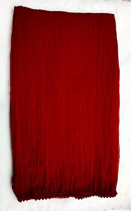Image of Solid Beautiful Chiffon Dupatta Chunni Chunri with Bundi Lace for Women Casual Traditional Dailywear Lightweight dyeable