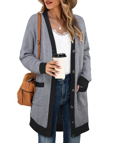 Bebonnie Women's Cozy Knit Long Sleeve Open Front Buttons Cardigan Sweater Outerwears Coats with Pocket3