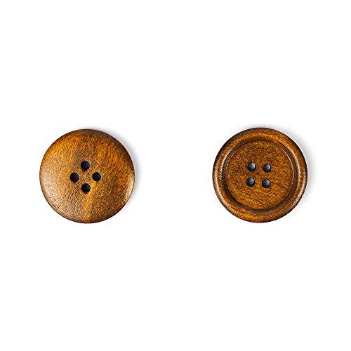 50 Pcs 1 Inch Wooden Buttons, 25Mm Premium Buttons For Sewing Craft Clothing, Brown Color, Natural Chestnut Made, 4 Hole #TOP3