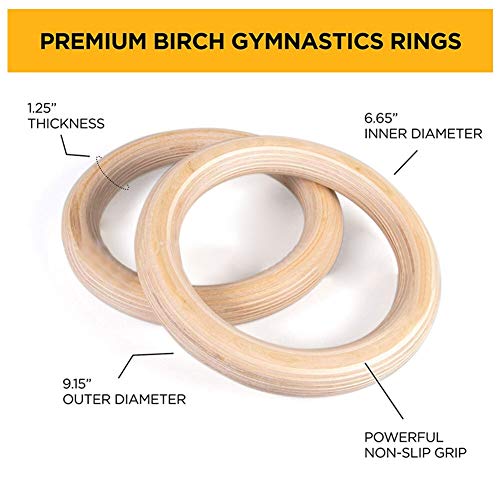 Anillas de gimnasia profesionales de madera 32mm miniatura 4