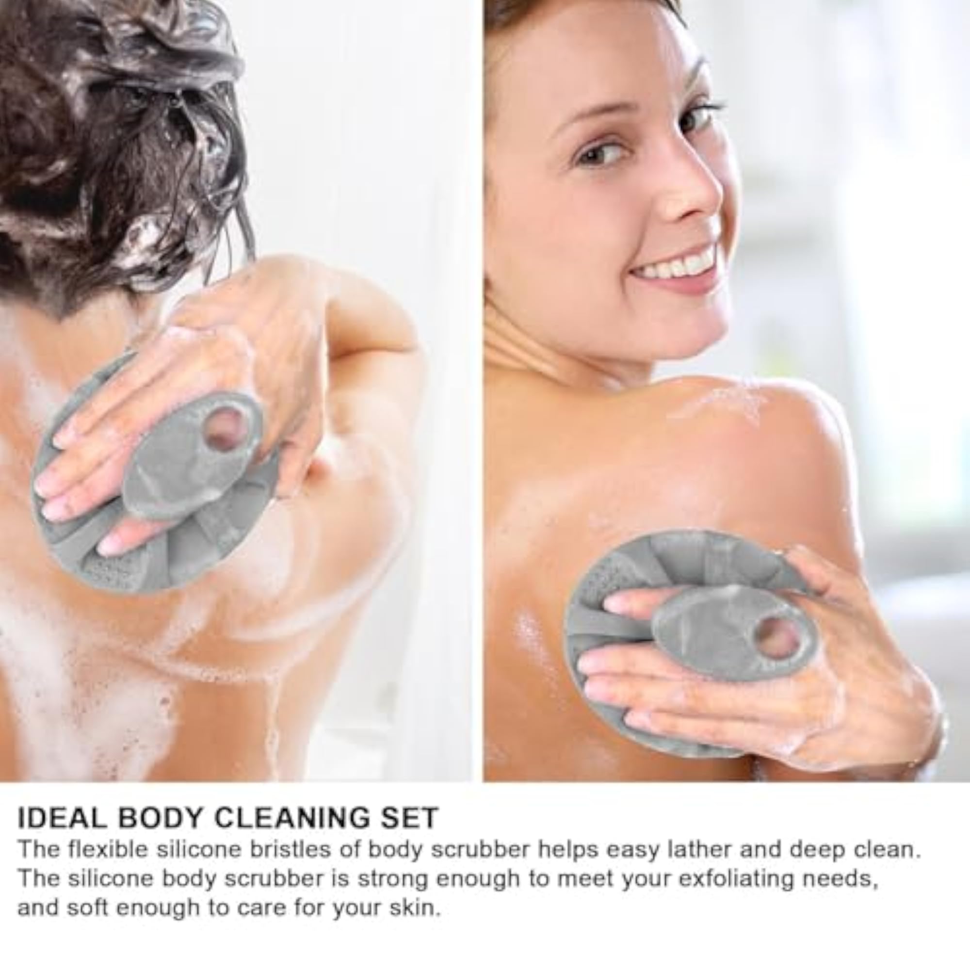 Soft Silicone Body Cleansing Brush, Gray