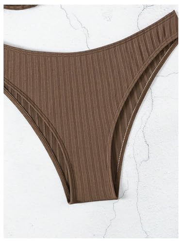 SweatyRocks Women's Spaghetti Strap Underwire Bikini Set Frill Ribbed Bathing Suit Two Piece Swimsuits4