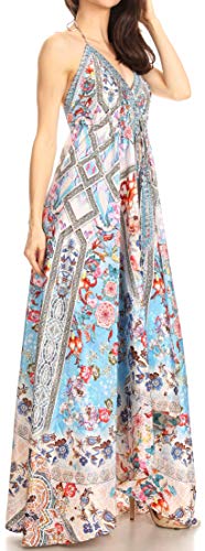 Image of Sakkas Lizi Womens Maxi High-Low Halter Handkerchief Long Dress Beach Party