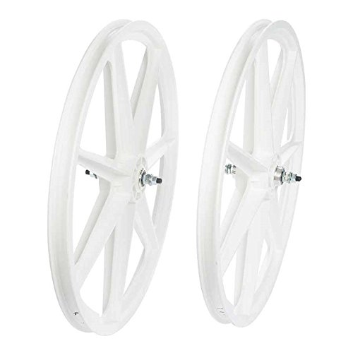 Skyway, Tuff Retro 7 Spoke, Wheelset, White, 24'' / 507, Bolt-On, F: 100, R: 110, Rim, Freewheel, White #TOP6