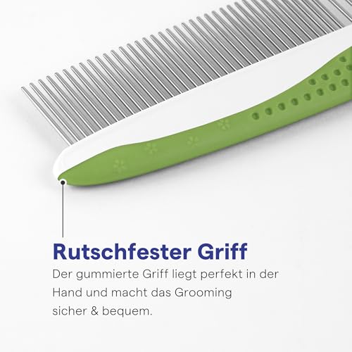 Hundekamm & Katzenkamm für Fellpflege Mittel- bis Langhaar Haustier - 2-in-1 Fellkamm für Katzen & Hunde - Kamm zum Entwirren und Entfernen von Knoten & Verfilzungen - Ebook-Anleitung