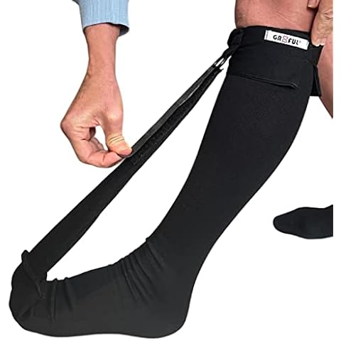 gr8ful® Plantar Fasciitis Night Sock Brace | Dorsal Splint Compression Socks for Achilles Tendonitis & Plantar Fasciitis Treatment | Provides a gentle stretch overnight | Lightweight | Black (s/m) Cover