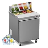 FreezLabs 29" Commercial Refrigerator Sandwich&Salad Prep Table Fridge with 8 Pans 1 Door Stainless Steel Counter Fan Cooling Refrigerators