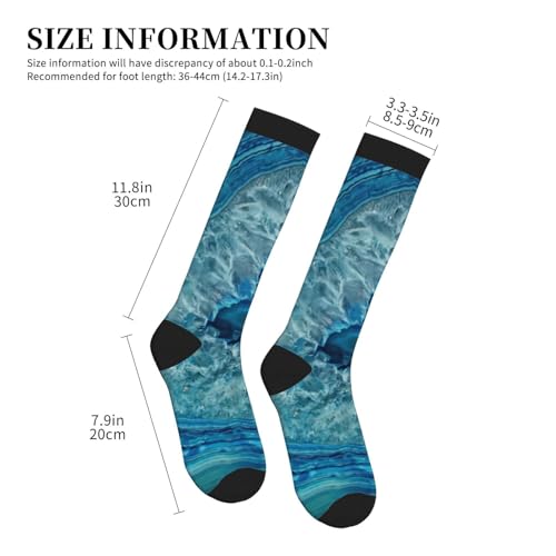 Pretty Teal Blue Aqua Turquoise Geode Compression Socks, Suitable For Both Men And Women - Perfect For Running, Grooming, Hiking, Flying, And Traveling4