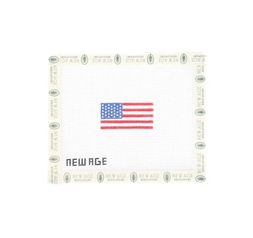 Hand-Painted Small American Flag Needlepoint Canvas Design - 18 mesh - New Age Needlepoint (Just Canvas)