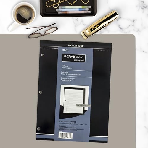 Cambridge Headstrip Office Pad, 8-1/2 X 11-3/4 Inches, Wide Ruled, 3 Hole Punched, 70 Sheets (59864) image 4