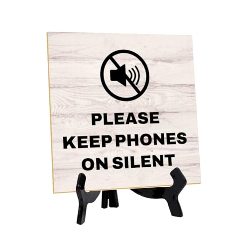 Panneau de table carré acrylique Please Keep Phones on Silent pour comptoir